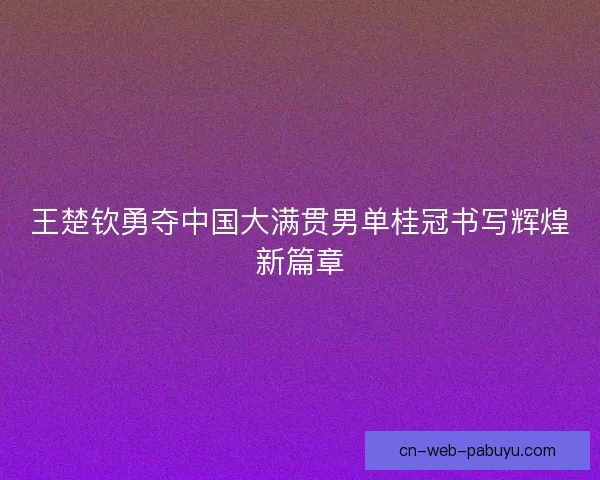 王楚钦勇夺中国大满贯男单桂冠书写辉煌新篇章